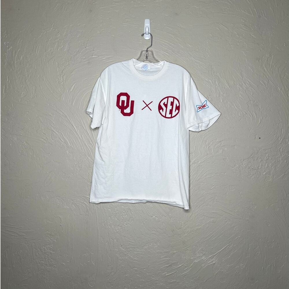 Men's Oklahoma Sooners OU SEC College Football T-Shirt Large White